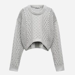 Zara Gray Cable Knit Women's Sweater